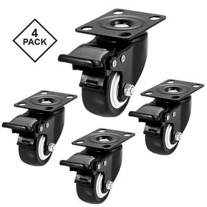 Ensemble de 4 roulettes pivotantes de 2 pouces, roulettes robustes avec freins |   Roues en PU, non-marquantes, noires. 100 livres chacun - Product Image 5