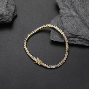 New 2.5MM Single-row Chain, <b>Copper</b>-inlaid Square Zirconium Tennis <b>Bracelet</b>, Women's Jewelry Hip-hop Tanjing Fashion - Product Image 1