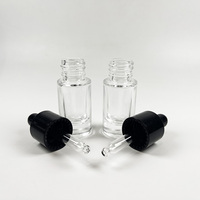 Flacon compte-gouttes transparent de 10 ml pour huiles essentielles, en verre à épaule plate, avec couvercle noir, idéal pour la sérigraphie