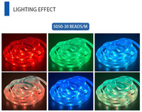 12V 2835 LED bande Diode ruban maison cuisine extérieur décor lampe 5M RGB 44 touches télécommande 3A adaptateur secteur LED bande lumineuse