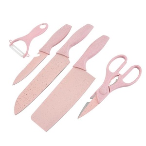 Bloque de Cuchillos de Cocina de Paja de Trigo de Color, <span class=keywords><strong>para</strong></span> Chef, <span class=keywords><strong>Cuchillo</strong></span> <span class=keywords><strong>para</strong></span> Deshuesar Carne, <span class=keywords><strong>Cuchillo</strong></span> <span class=keywords><strong>para</strong></span> Cortar con Tijeras <span class=keywords><strong>para</strong></span> <span class=keywords><strong>Pollo</strong></span>, Pelador de Verduras, 6 Piezas - Product Image 4