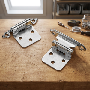Charnière de meuble moderne en nickel satiné à fermeture douce 110 degrés 4 trous pour portes de cuisine, armoires et portes d'écoles - Product Image 3