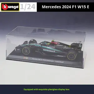 Modèle de voiture de course en plastique de simulation Bburago à l'échelle 1:24, équipe Mercedes-Benz F1 2024 W15E, avec boîte de présentation pour les jeunes - Product Image 3