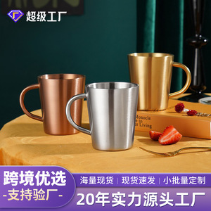 304 Stainless Steel Korean Style Mug Double Walled With Handle Coffee Beer Water Cup For Gift And Daily Use - Product Image 3
