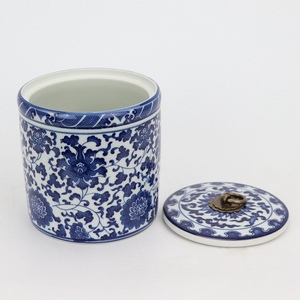 <span class=keywords><strong>Vase</strong></span> de table en céramique de style chinois traditionnel ZHUODI, bleu et blanc, antique, avec couvercle, origine Zhejiang - Product Image 6