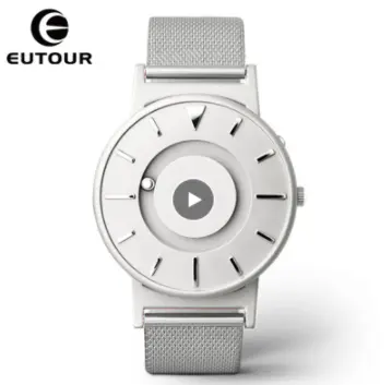 Relógio masculino magnético eutour e011, relógio esportivo de silicone de luxo com imã azul de quartzo, impermeável