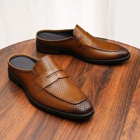 Sandales décontractées pour hommes, nouveau style, en cuir de vachette véritable, à bout ouvert, souples, respirantes, avec couvre-pieds intégrés