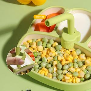 Assiette de repas pour tout-petits à 4 compartiments en silicone avec ventouse et paille, pour l'alimentation des bébés, vente en gros pour la maison - Product Image 2