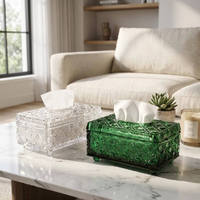 Boîte à mouchoirs en verre cristal moderne et créative, écologique, étanche, support de papier toilette, rangement de serviettes, salon