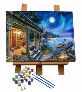 Pittura digitale astratta del vento pittura artistica figura del cane pittura notturna del paesaggio decorazione pittura con numeri - Product Image 1