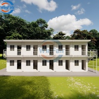Maison préfabriquée modulaire à toit triangulaire à deux étages WinFair, économique, pour abri d'urgence / logement de secours en cas de catastrophe