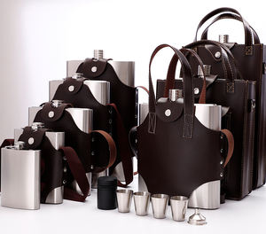 Flacon à liqueur <span class=keywords><strong>en</strong></span> acier inoxydable personnalisé <span class=keywords><strong>en</strong></span> gros, whisky, <span class=keywords><strong>alcool</strong></span>, <span class=keywords><strong>avec</strong></span> sac <span class=keywords><strong>en</strong></span> cuir pour homme fort - Product Image 2