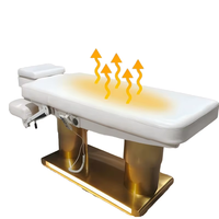 Table de massage chauffante de luxe réglable en hauteur avec 4 moteurs, lit de massage professionnel inclinable pour spa médical et mobilier de salon