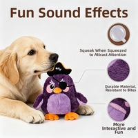 Jouet pour chien en peluche écologique, mignon et classique, avec couineur, design pingouin pirate marin, doux et durable, pour chiots, violet, rose, turquoise