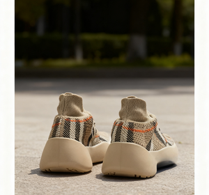 Men and Women Luxury Designer Sock Sneakers Plaid Pattern Knit Fashion Trend <b>chunky</b> Soles Light Weight Soft Walking Style <b>shoes</b> - Product Image 6