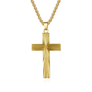 INS <b>titanium</b> steel radial cross pendant men's necklace AliExpress best-selling accessory, colorfast jewelry manufacturer - Product Image 1