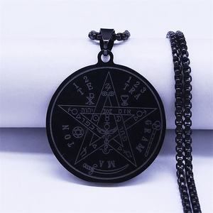 Collier pentagramme tendance en acier inoxydable Collier pentagramme Wiccan Solomon Tetragrammaton - Product Image 3