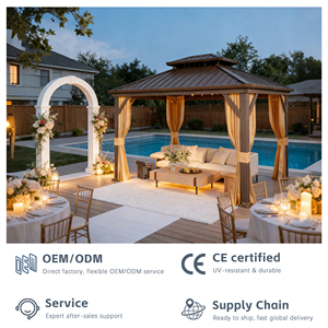 Gazebo Hexagonal Grande con Techo Rígido de Aluminio para Todo Clima, Venta al por Mayor, para Barbacoa, Gazebo Exterior, Solárium, Gazebo con Techo Rígido 3x4 - Product Image 5