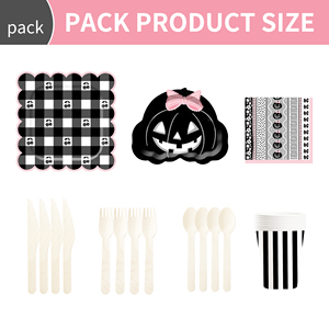 DAMAI Nouvel ensemble de vaisselle en papier personnalisé pour Halloween, décorations sur le thème de la citrouille, assiettes, gobelets et serviettes en papier pour Halloween - Product Image 2