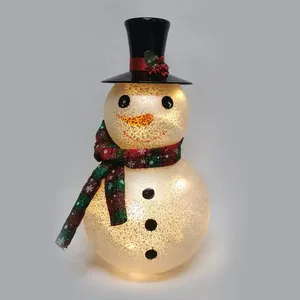 Ide Hadiah Patung Manusia Salju Natal Kaca Tiup Yang Dilukis dengan Tangan Beku Putih Menghadirkan Ornamen Dekorasi Lampu Led Dalam Ruangan