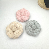 Broche tendance haut de gamme Camélia pour cheveux, 7 cm, style tweed épais, avec nouvelle technologie de placage