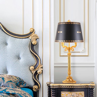 Abat-jour classique en métal de style européen lampes de table d'appoint de lit lampes de bureau françaises de luxe antiques pour salon chambre à coucher en laiton
