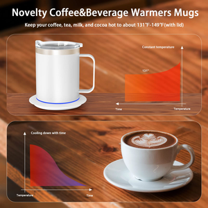 Mug chauffant électrique intelligent thermostatique en céramique avec base chauffante sans fil alimentée par USB pour café et tasses - Product Image 5