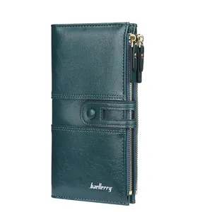 Baellerry 2019 nuevo estilo cartera de embrague larga con doble cremallera de gran capacidad para mujer con cerrojo, bolso de teléfono multifunción para mujer