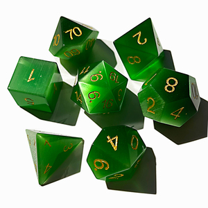 Dés en <span class=keywords><strong>pierre</strong></span> œil de chat gemme verte - Product Image 1