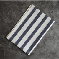 Serviettes, torchons et sets de table en coton et lin mélangés, style japonais et coréen, à rayures bleues et blanches, fournis directement par l'usine