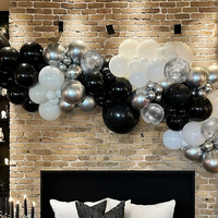 40pcs Ballons Latex Confetti Noir Blanc Globos De Confeti Negro Y Blanco pour Anniversaire Mariage Boda