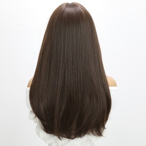 Pelucas populares de moda SMILCO, peluca trenzada de pelo liso marrón con flequillo completo de Europa y América para mujeres negras SM7829 - Product Image 4