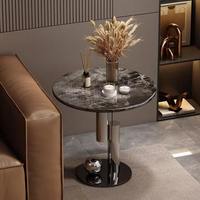 Mobilier moderne de luxe Table basse Design acier inoxydable marbre pierre frittée Table d'angle latérale pour salon Table basse