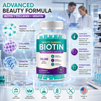 Gummies de croissance capillaire à la biotine avec collagène et kératine 255000 MCG Formule haute puissance Marque privée Vente en gros OEM ODM