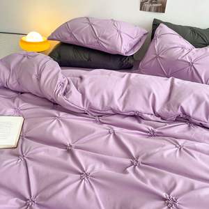 Ensemble <span class=keywords><strong>de</strong></span> literie <span class=keywords><strong>de</strong></span> 90g <span class=keywords><strong>de</strong></span> couleur unie ensemble <span class=keywords><strong>de</strong></span> housse <span class=keywords><strong>de</strong></span> couette <span class=keywords><strong>de</strong></span> luxe tirant des fleurs ensemble <span class=keywords><strong>de</strong></span> trois pièces - Product Image 4