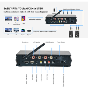 Amplificateur audio <span class=keywords><strong>DAC</strong></span> Samtronic, amplificateur audio stéréo Hi-fi, BT5.3, système audio domestique, amplificateur TPA3116 avec sortie <span class=keywords><strong>pour</strong></span> caisson de basses - Product Image 4