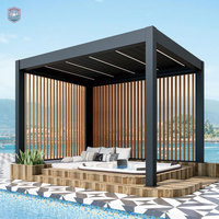 Gazebo de jardin électrique de luxe en aluminium, pavillon extérieur en verre et aluminium pour jardin