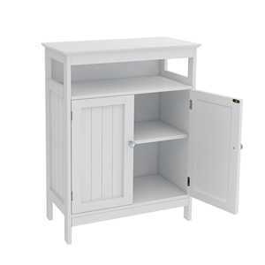 Bathroom Standing Storage Cabinet With Double <b>Shutter</b> Doors White - Product Image 4