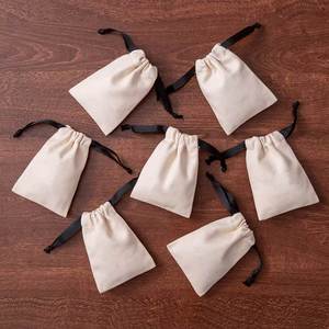 Nice Quality Washable <b>Blank</b> Drawstring Velvet Dust Gift Cosmetic Packaging Bag Portable <b>Canvas</b> Cotton Drawstring Bag - Product Image 6