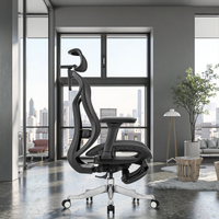 Chaise de bureau de direction ergonomique moderne à dossier ouvert, confortable, pivotante, en maille, réglable, avec soutien lombaire auto-ajustable