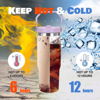 Gobelet de voyage isotherme à double paroi de 30 oz avec poignée et paille, personnalisable au laser, vente en gros, pour café