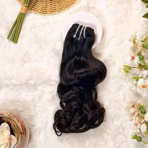 Extensions de cheveux naturels indiens bruts doublement étirés, mèches de cheveux vierges noirs pour femmes, pour coiffure et beauté en salon - Product Image 4