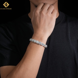 Bracelet tennis en argent 925 plaqué rhodium 10 mm avec moissanite taille brillant rond sertie clos, bracelet de luxe unisexe - Product Image 5