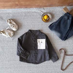 Automne enfants coton Blouse enfants à manches longues rayé chemise enfant en bas âge garçon vêtements mignons - Product Image 6