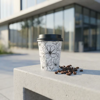 Tasse à café simple paroi, 8 oz, avec couvercle, vente en gros d'usine, produits de haute qualité, épaissis, de qualité alimentaire et écologiques