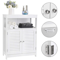 Armoire de rangement moderne en MDF blanc pour salon et chambre à coucher avec porte shaker, 2 tiroirs et 2 compartiments, meubles de salon