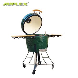Auplex Premium OEM Céramique <span class=keywords><strong>Kamado</strong></span> <span class=keywords><strong>Joe</strong></span> 24 pouces Fumoir à viande BBQ Grill d'extérieur avec chariot et surface antiadhésive - Product Image 3