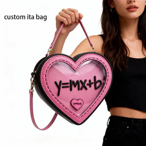 Bolso Bandolera Personalizado con Forma de Corazón Rosa, Decoración con Fórmula Matemática, Ventana Transparente, Bolso de Mano para Mujer - Product Image 4