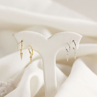 Pendientes de Plata de Ley S925 con Circonita Estilo Coreano, Regalos para Mujer, Pendientes de Aro con Borla Triangular