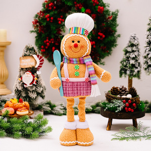 Décoration de Noël écologique en non-tissé, bonhomme en pain d'épices rétractable en peluche polaire, poupée mignonne personnalisable en couleur - Product Image 5